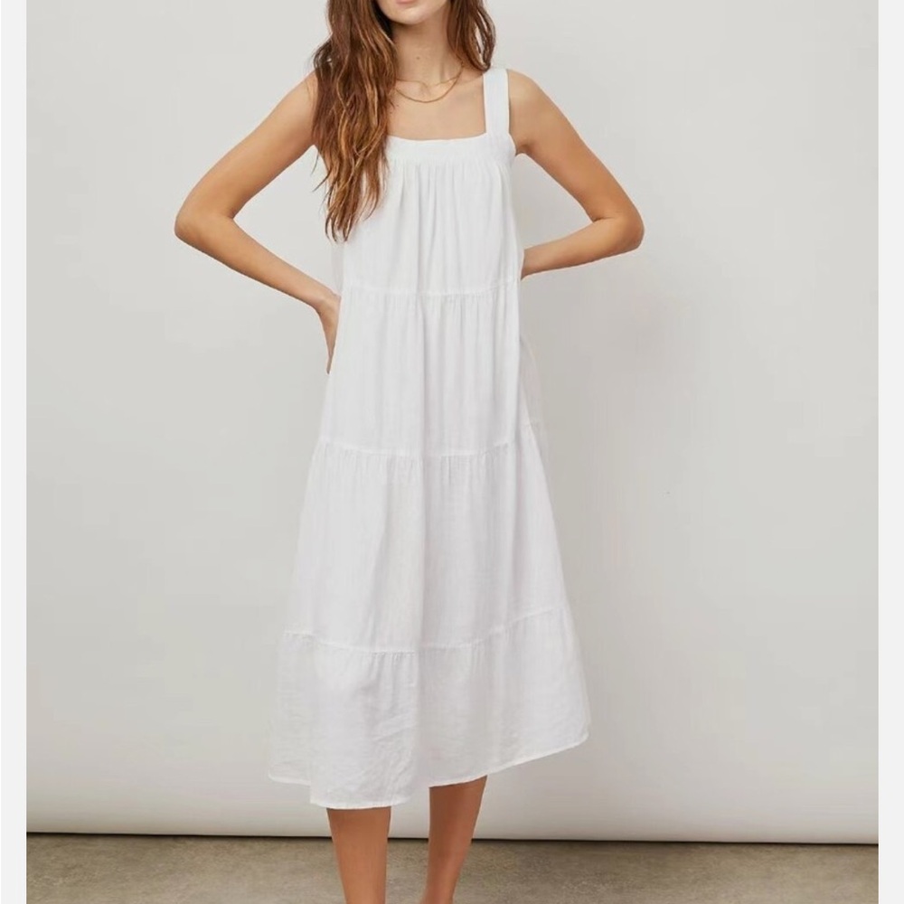 Rails White Sleeveless Midi Sundress